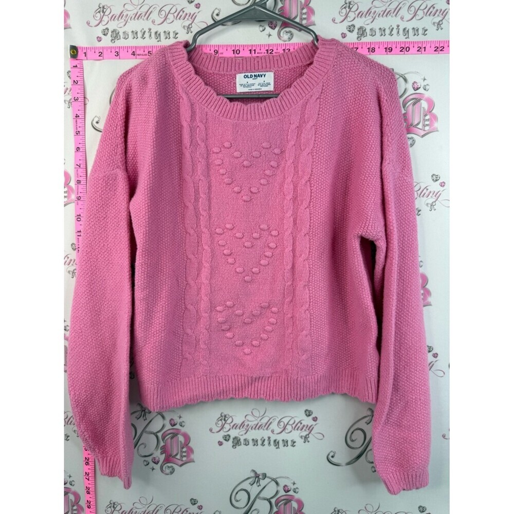 Old Navy sweater hearts bubblegum Pink Cable Knit Sweater